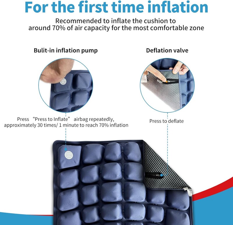ANMSVI Inflatable Travel Seat Cushion with Built-in Pump & Carry Bag (Blue Cushion with Silver Storage Bag) - Image 4